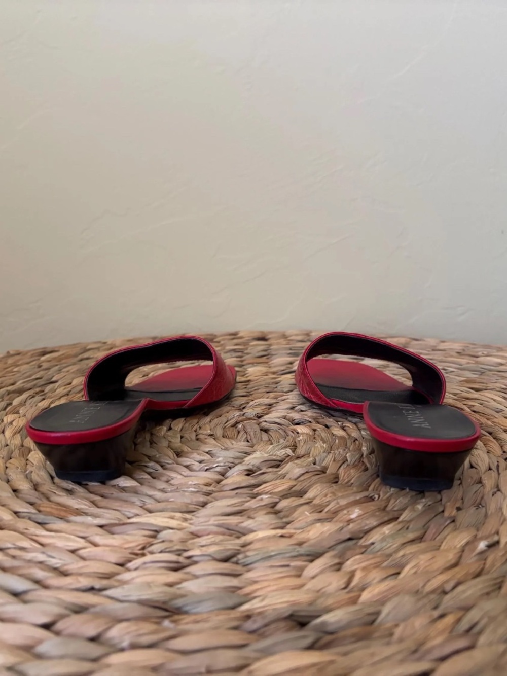 ANNE KLEIN Red Croc Embossed Leather MULE Kitten Heel Slide 7.5 Vero Cuoio ITALY - Picture 8 of 11
